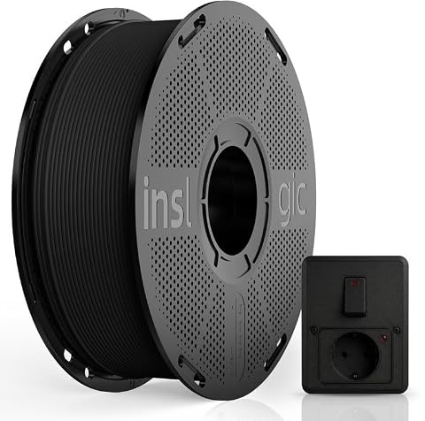 Inslogic Vorgetrocknetes ABS FR V0 Filament 1.75mm, Flammhemmend 3D Drucker Filament, V0 Klasse, Geringe Verformung & Schlagfest, Perfekt für Thermische Widerstands Anwendungen, 1kg,Schwarz