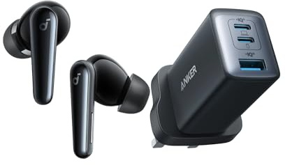 Anker Nano II 65W USB C 3-Port Fast Charger + Soundcore Liberty 5 Noise-Cancelling Wireless Earbuds Bundle