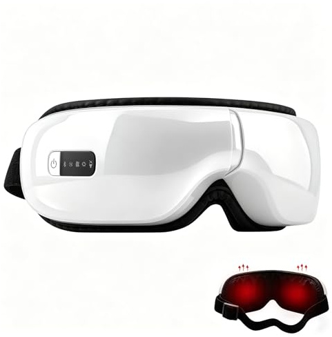 Masseur oculaire avec compression thermique, vibration et musique Bluetooth, rechargeable, 5 modes de massage, thérapie oculaire pour soulager les douleurs oculaires, améliorer les yeux secs et le