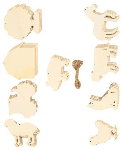 LALADEFIEE Unbehandelte Holzscheiben Einfache Farbgestaltung mit Bauernhof Motiven 45 zum Bemalen und Basteln Leichtes Holz für Kinderpartys und Kreative Dekorationen