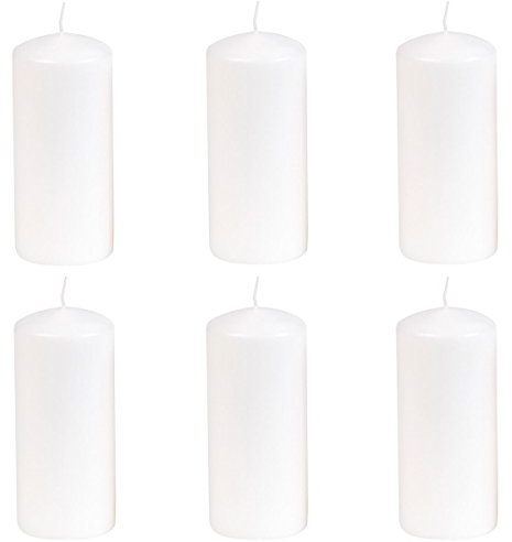 Gies Kerzen Stumpenkerzen 6Stück Ø58x130mm Weiß, RAL Gütezeichen, Baumwolldocht