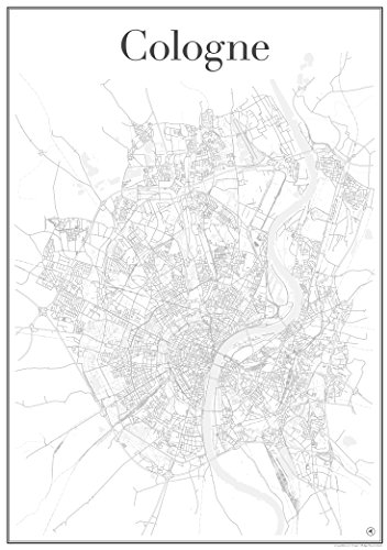 Cologne Poster — Köln Stadtplan , Stadtkarte , Plakat , Kunstdruck , Staßennetz und Wandposter ( in 60 cm x 84 cm) von Köln , Deutschland , Design von gridlines: modern , zeitlos , stilvoll , elegant , minimalistisch , geschmackvoll , künstlerisch , individuell , Dekoration und Gestaltung für Wohnung oder Büro