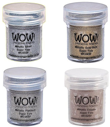 Wow! Prägepulver Metallic Bundle: Gold, Silber, Platin und Kupfer, 15 ml (1) (1, braun)