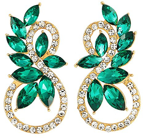 Scintillante Strass Verde Marquise Cristallo 8 Forma Infinita Oro Orecchini, Festa Ballo Abito da Sera