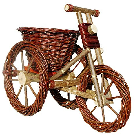 Deko-Dreirad, Pflanzschale, Dreirad aus Weide geflochten - 53 x 31 cm Dunkelbraun