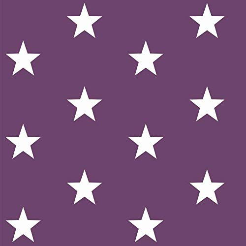 babrause® Baumwollstoff Sterne Violett Webware Meterware Popeline OEKOTEX 150cm breit - Ab 0,5 Meter