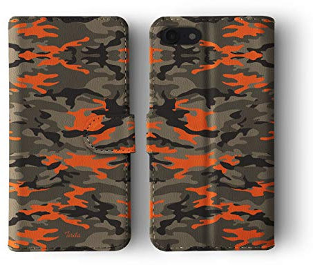 Tirita Wallet Leather Flip Phone Case Case/Cover compatible with iPhone Xs Max Camouflage Camo Pattern [26 - Neon Orange]