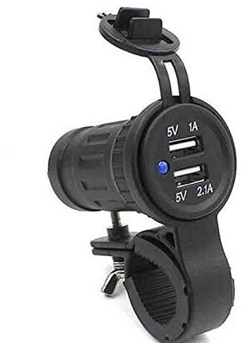 Conexión USB doble para Moto con soporte Manillar | Cableado, fusible, terminales