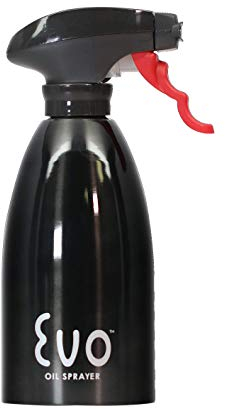 Evo Oil Sprayer 8113BLK Bottle, Non-Aerosol for Olive Cooking Oils, Black Stainless Steel