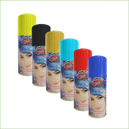 Palucart 6 bombolette spray colore capelli temporaneo colori assortiti colora i tuoi capelli per feste party bambini e ragazzi lacca colorata