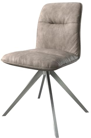 DELIFE Polsterstuhl Vinjo-Flex Kreuzgestell kantig Edelstahl Mikrofaser Taupe Vintage