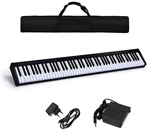 COSTWAY Digitales Piano Keyboard 88 Tasten, tragbares elektronisches Musikinstrument, Bedienfeld, Leichtgewicht, Musikgeschenke für Kinder und Anfänger, mit Tragetasche, schwarz