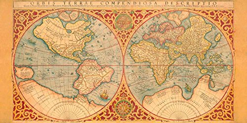 Feeling at home LEINWANDDRUCK im SCHATTENFUGENRAHMEN Orbis Terrae Compendioss Descriptio 1587 Anonymous - Karten horizontal Kunstbilder im Holzrahmen cm_84_X_171
