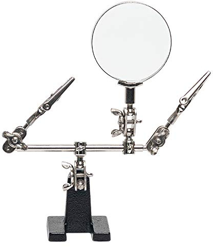 AORAEM Helping Hands Magnifier with Dual Adjustable Alligator Clips in 2.5X Magnifying Glass Soldering Station for Crafting, Hobby, Micro Objects (Not Include Battery)