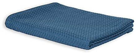 LANGDHUUS original Tagesdecke Button Waffle | 150 x 220 cm | Fernblau | 100% Bio Baumwolle | Sommerdecke | Couchdecke | Bettüberwurf | Wohndecke | Sesseldecke