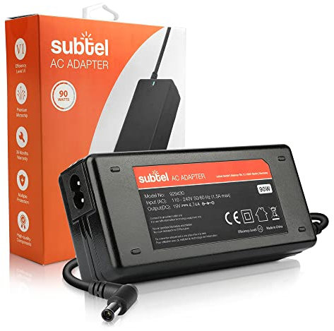 subtel Alimentation 19V 90W Compatible avec HP Compaq/Compaq Presario/EliteBook 8470P 8460P / Envy/Pavilion DV7, DV6, G7 / ProBook 6570B - 2.6m Chargeur Adaptateur Secteur 463955-001