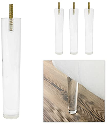 P17 - ELSA | Set 4 Fuß + 4 Schrauben (10 MA) | Farbe: Transparent | Höhe 24 cm | Beine für Sofas, Möbel, Bett | Transparente Plastikfüße für Sofa -Effekt, Bett, aufgehängte Möbel