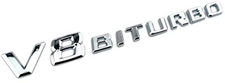 Tebinzi 2PCS BITURBO Emblem Zeichen Chrom Schriftzug 3D Logo Auto Aufkleber Tuning Sticker Kunststoff, Links & Rechts Selbstklebendes Typenschild Für Mercedes-Benz AMG Dekoration Modifiziert
