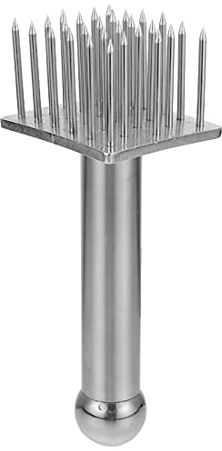 BESTonZON Meat Tenderiser Stainless Steel Needle Meat Tenderiser Meat Tenderiser Meat Hammer Meat Steaker for Steak Meat Beef Pork Chicken L,Silver,19X7X6CM