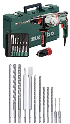 Metabo Multihammer UHEV 2860-2 Quick Set - inkl. SDS-plus-Bohrer-/Meißelsatz (10-tlg.)und Koffer + kwb SDS-Plus Hammer-Bohrer u. Meißel-Set, 12-teiliger Stein-u. Betonbohrer Satz