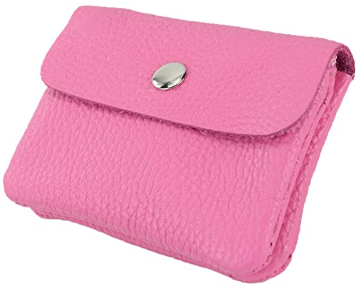 modamoda de P09 Damen Münzgeldbörse Geldbörse Portemonnaie Klein Leder Made in Italy P09, Farbe:Candy Pink