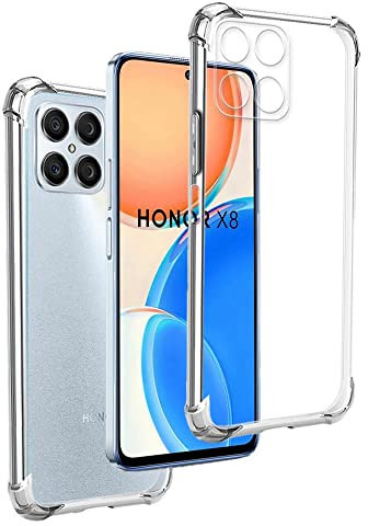 REY Funda Anti-Shock Gel Transparente para Honor X8 4G, Ultra Fina 0,33mm, Esquinas Reforzadas, Silicona TPU de Alta Resistencia y Flexibilidad