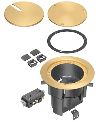 Arlington FLBR5420MB Recessed Power and Data Round Floor Box (Brass)