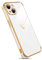 Knoowcase for iPhone 13 Case for Girls Women Shockproof Flexible Silicone Bumper Lens Protection Luxury Plated Gold Heart Slim Anti Scratch Phone Cover for iPhone 13, White