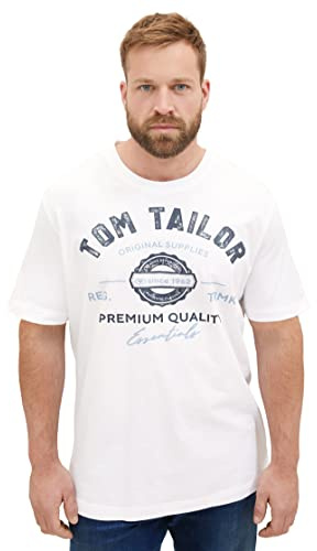 TOM TAILOR Herren Plussize T-Shirt mit Logo-Print aus Baumwolle