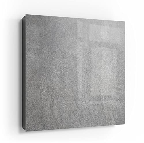 DEQORI Schlüsselkasten schwarz | 30x30 cm | Motiv Verputzte Steinmauer | Glas & Metall Schlüssel-Box | Schlüsselschrank mit 50 Haken + 2 Magnete | Moderne Box magnetisch & beschreibbar