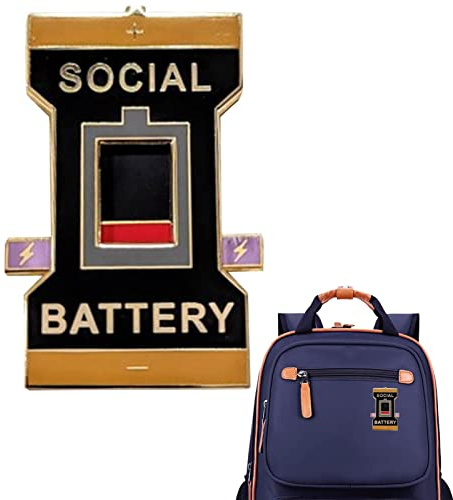 Social Battery Pin | Fashion Social Mood Brooch Pins | Fashion Social Mood Brooch Pins for Clothes Backpack Hat - Social Battery Pin for Women, 1, Metal