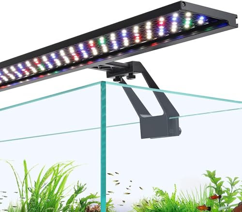 hygger Clip On Full Spectrum Aquarium Light, 18W Aquarium LED Light Day-Night Dual Timer Sunrise-Day-Sunset-Moon Fish Tank Light, Adjustable Timer Brightness with 9 Colors for Planted Tank