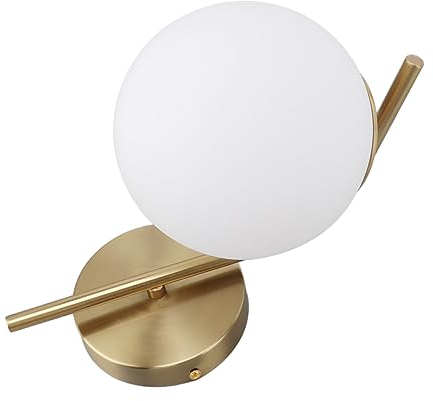 Wandleuchte, Modernes Design LED Kugel Wandlampe Glas Kugel Schirm Goldene E27-E26 Wandlampenfassung, 85-265V Rund Glas Wandlampe für Badezimmer, Wohnzimmer, Schlafzimmer, Flur