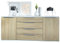 Vladon Sideboard Linio V2 166,5 x 72,5 x 35 cm Anrichte mit 2 Türen und 4 Schubladen, Korpus in Weiß matt, Fronten in Eiche sägerau