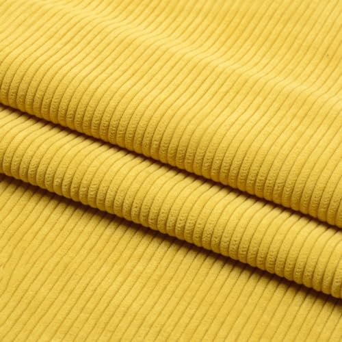 Wambere 100 cm x 155 cm Cordstoff Meterware Quiltingstoffe Deko Stoffe Stoff zum Nähen Bekleidungsstoffe Dekostoffe für DIY Kunsthandwerk Basteln Kleidungsdekoration Sofadekoration,Gelb