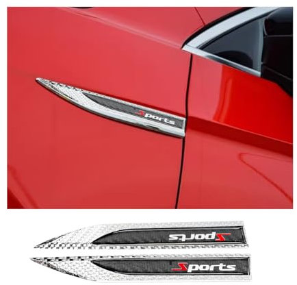 JNNJ 2 Stück Styling Personalisieren Sport Emblem Abziehbild, Karosserie Sport 3D Dekorative Aufkleber, Auto Seite Kotflügel Hinten Kofferraum Sport Aufkleber