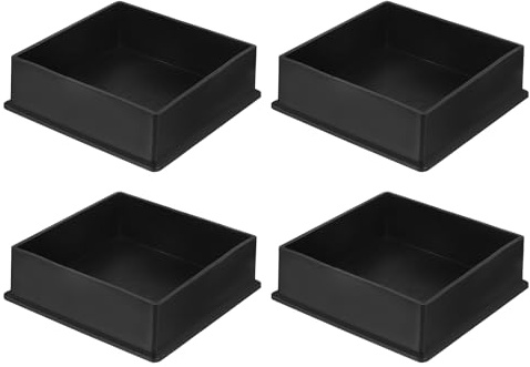 sourcing map Lot de 4 capuchons carrés en PVC pour pieds de chaise, 100 mm x 100 mm, noir