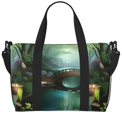 MYGANN Little Bridge In The East Umhängetasche mit großem Fassungsvermögen, wasserdicht, 41 x 15 x 29 cm, für Outdoor-Aktivitäten, Reisen, Angeln, Jagd, Schwarz , Einheitsgröße