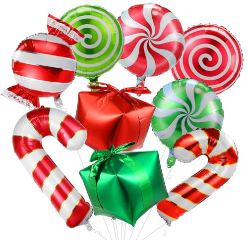 Kesote Luftballons Weihnachten Heliumballons 30 PCS Helium Ballons Kinder Folienballon Set Zuckerstangen Süßigkeiten