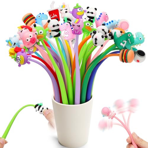 OPPZZIT Mitgebsel Kindergeburtstag 6 7 8 9 10 Jahre, Kindergeburtstag Gastgeschenke & Give Aways kindergeburtstag,30 Pcs 0.7mm Schüttelbar Ergonomische Kugelschreiber mit Cartoon-Muster