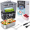 Romon Fiambrera Electrica, 3 en 1 12V/24V/220V Fiambrera Electrica Comida Trabajo para Coche Camión Trabajo, 75W Tartera Comida Trabajo de 1.8L, Taper Electrico para Comida en Acero Inoxidable,Negro