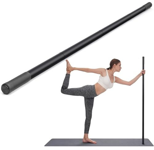 Upriver Tragbarer Yoga-Stick, Physical Workout Übung Dowel Stretch und Mobility Stick Mit 4 Stahlstangen Und 2 Schaumstoffgriffen für oberen/untereren Rücken, Schulter & Nacken
