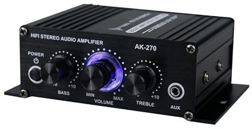 XRLUC 12V Mini Amplifier Bass 2.0 Channel, 400W Peak Powerful Home Audio Stereo Hi-Fi Digital Class Music for Passive Speaker PC TV Phone Car Vehicle (Power Supply NOT Include)