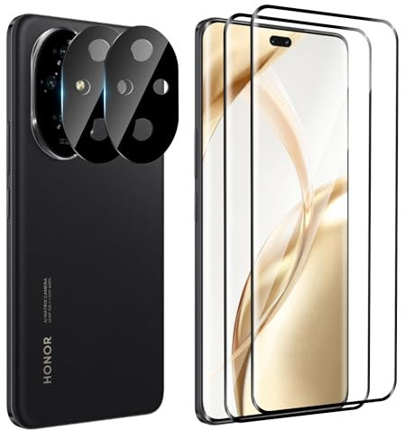 FDHYFGDY 2+2 Pièces pour Honor 200 Pro Verre Trempé, Protection de l'appareil Photo et Film de Protection du Verre, Dureté 9H, Protecteur d'écran HD