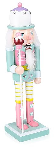 IMIKEYA Figurine De Casse-Noisette Géante Rose Pastel 25 Cm - Ornement De Noël Décoratif Soldat Casse Noisette Élégant pour Fêtes Et Décorations De Noël