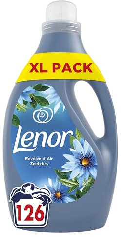 Adoucissant Lenor 126 lavages, Envolée d’Air, 24H De Fraîcheur Relaxante, Avec Une Touche D’Huiles Essentielles