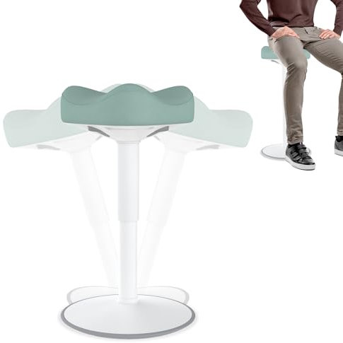 FIVMEN Ergonomischer Stehhocker Höhenverstellbar 57-82 cm Sitzhocker Bürohocker Stehhilfe mit Schwingeffekt Wackelhocker Sattelhocker Arbeitshocker für Zuhause und im Büro, Grün