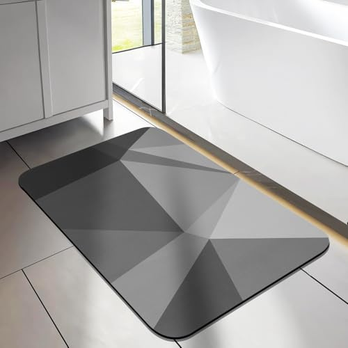 Bebaimis Badematte Rutschfester,Badematten Duschvorleger rutschfest,Badezimmerteppich absorbierender Badteppich,Badteppich rutschfest Waschbar.rutschfeste Badematte Badematten,40x60cm,Modern,Grau