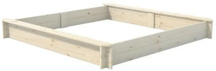 Premium Sandkasten Kiefer Megalino L 147x147x19 cm mit Sitzflächen, 100% Natürliches Holz, Sandkasten mit praktischem Sitzflächenrand, Kinder-Sandkasten Outdoor aus Massiv Holz