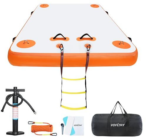 VOFiTNY Serie di Dock Galleggiante Gonfiabile Piattaforma per Laghi Acqua Piattaforma da Nuoto Dock Pad Grande Piattaforma da Bagno Gonfiabile per Piscina, Oceano (1,5 m x 1,8 m x 15,2 cm, arancione)